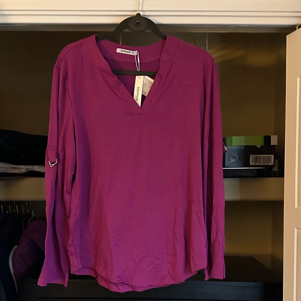 Women's Magenta Long Sleeve Top-XL NWT